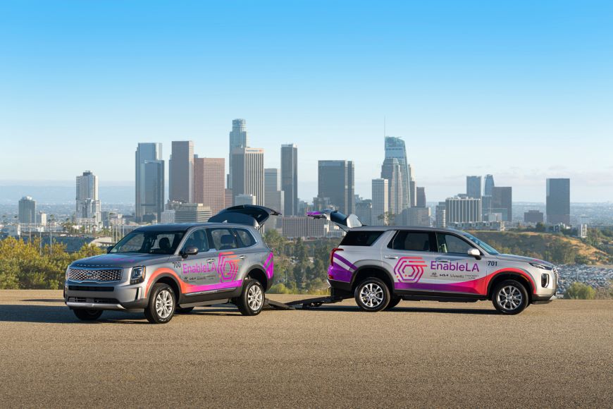 Hyundai operated the EnableLA service in Los Angeles using Palisade and Telluride sport utility vehicles to form a fleet of wheelchair accessible vehicles. Image credit: Hyunda