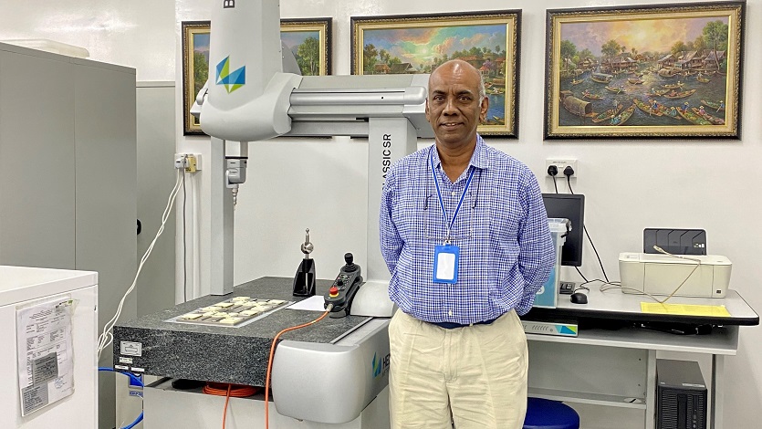 Mr Raj Saram, managing director of XT Xing Technologies and one of his test equipment, which allows him to reverse engineer special materials with customised features.