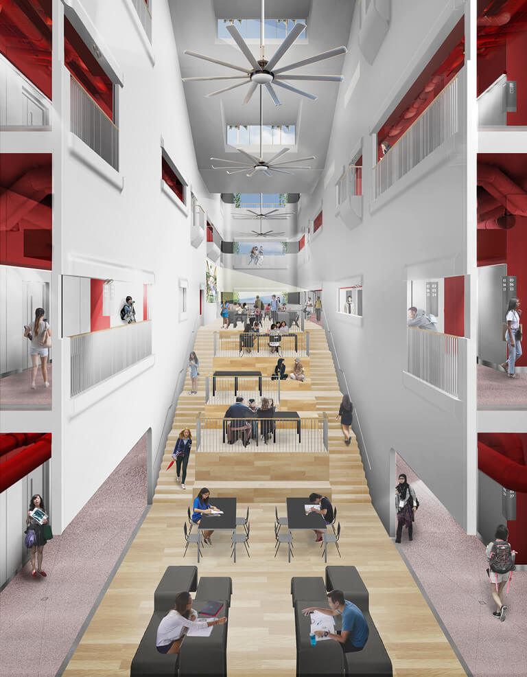 Artist’s impression showing the technologically connected interior of the Singapore Institute of Technology (SIT) at Punggol Digital District (PDD)