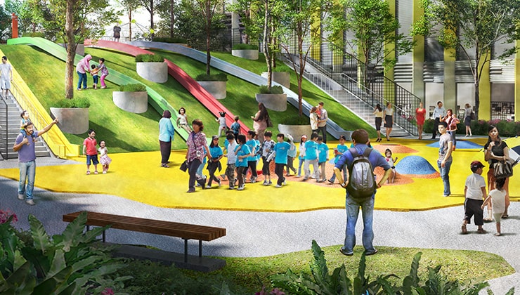 Artist’s impression of childcare centres and playground