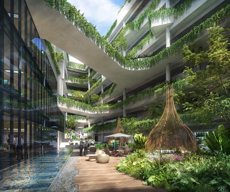 Punggol Digital District also has interconnected green spaces.