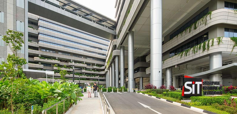 The entrance to SIT campus at Punggol Digital District.