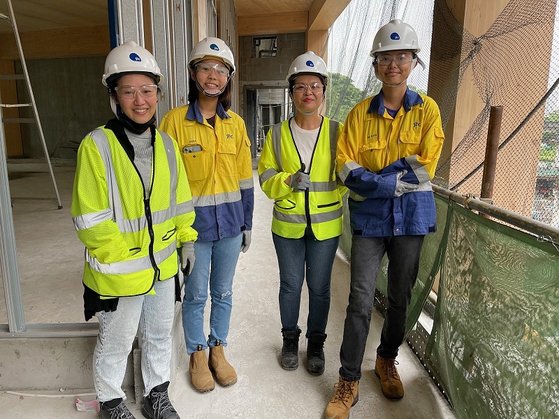 Gina Foo and her team on the site of Punggol Digital District. 