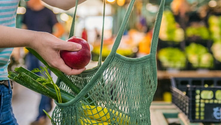 Individual shopping for fruits At a farmer’s market, people pick fruits that are products from urban farming