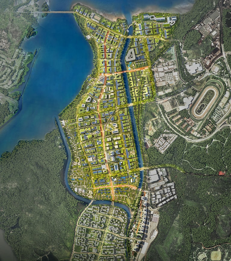 Artist’s impression of aerial view of Sungei Kadut Eco-district (SKED)